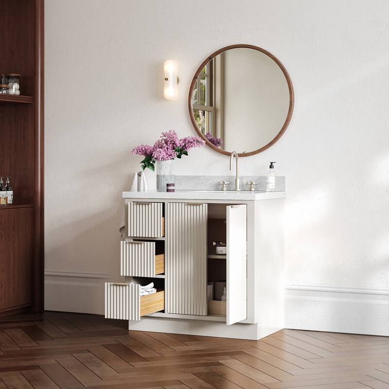 Ariel P37RCWRVO Milan 37" Free Standing Single Basin Vanity Set with