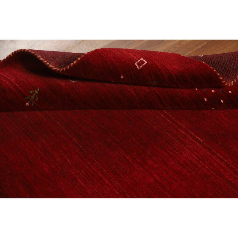 Hand Knotted Oriental 100% Wool Carpet Tribal Animal Pictorial Red Gabbeh Area Rug - 7' 6'' X 5' 0''