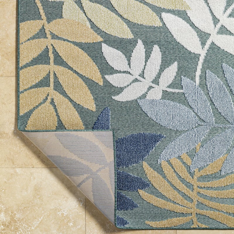 Livabliss Lakeside Coastal Floral Outdoor Area Rug