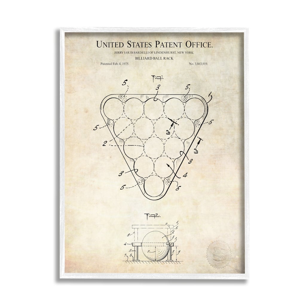 Stupell Vintage Billiards Pool Game Diagram Blueprint Design Framed Wall Art - Beige