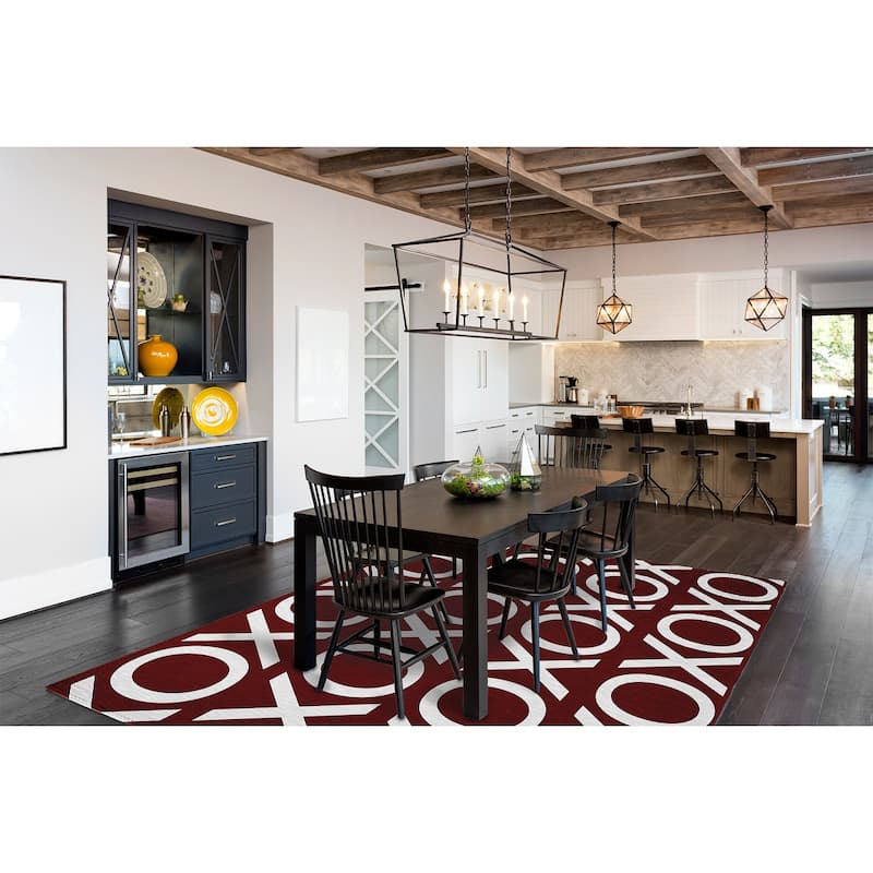 Hugs and Kisses Valentines Chenille Rug