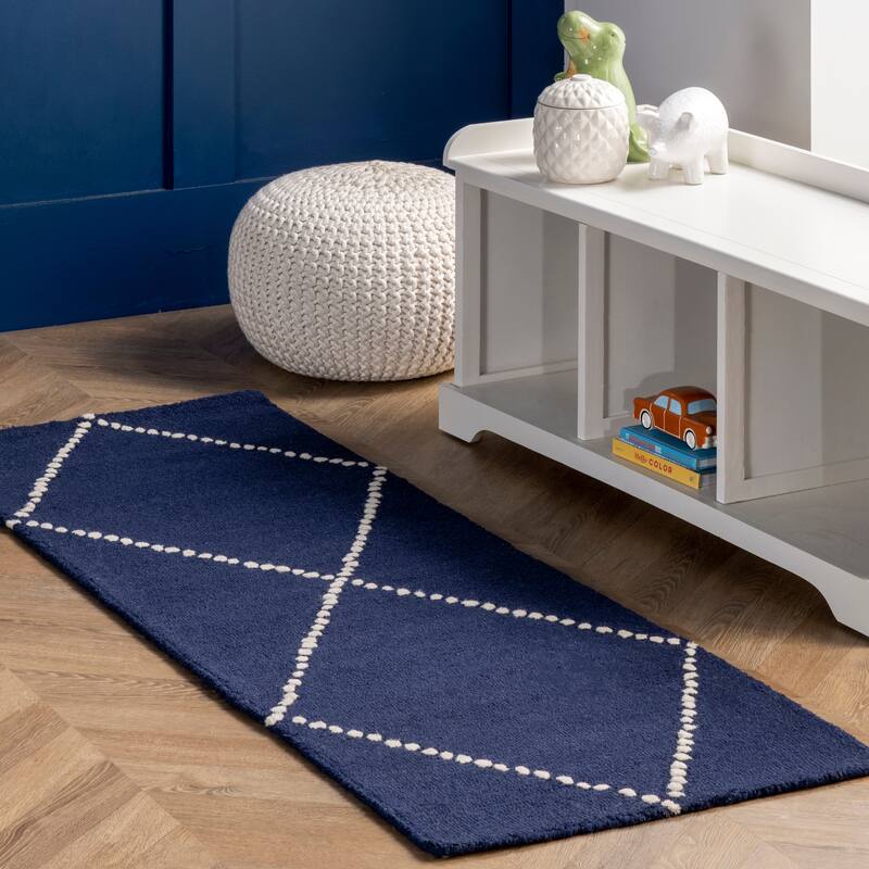 Nuloom Handmade Dotted Trellis Wool Kids Nursery Rug
