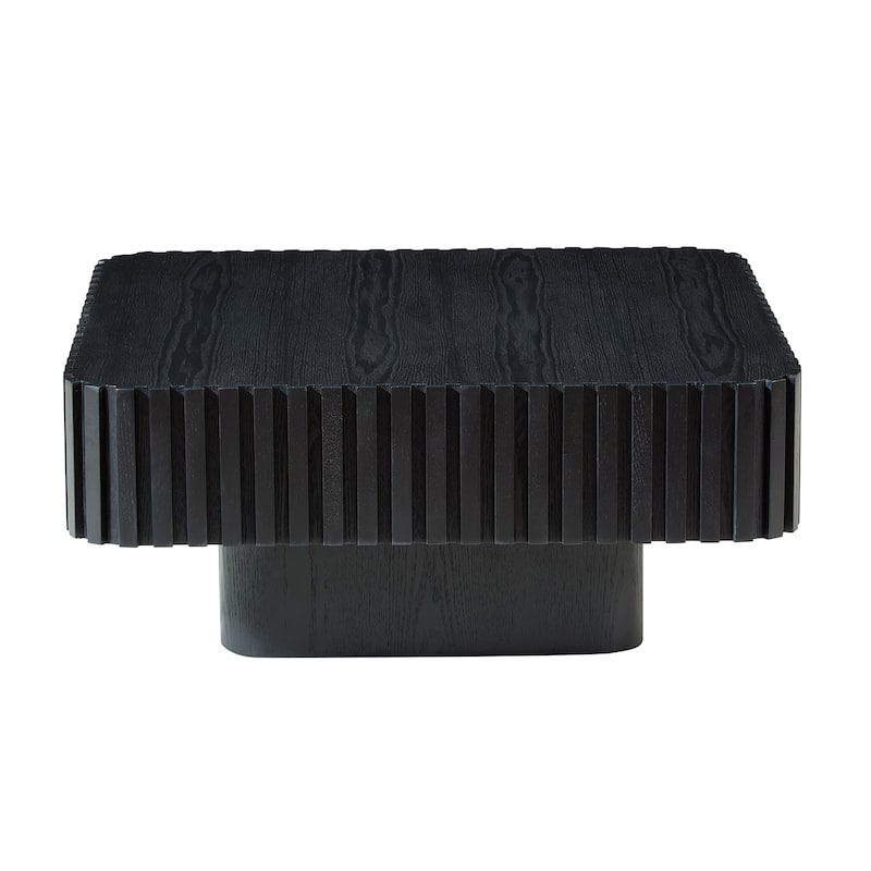 Modern Handcraft Square Coffee Table with Fluted Design