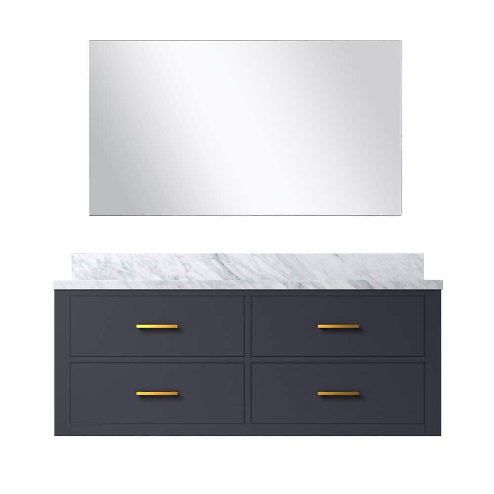 Castor Bath Vanity with Carrara Marble Top, Sink and Mirror