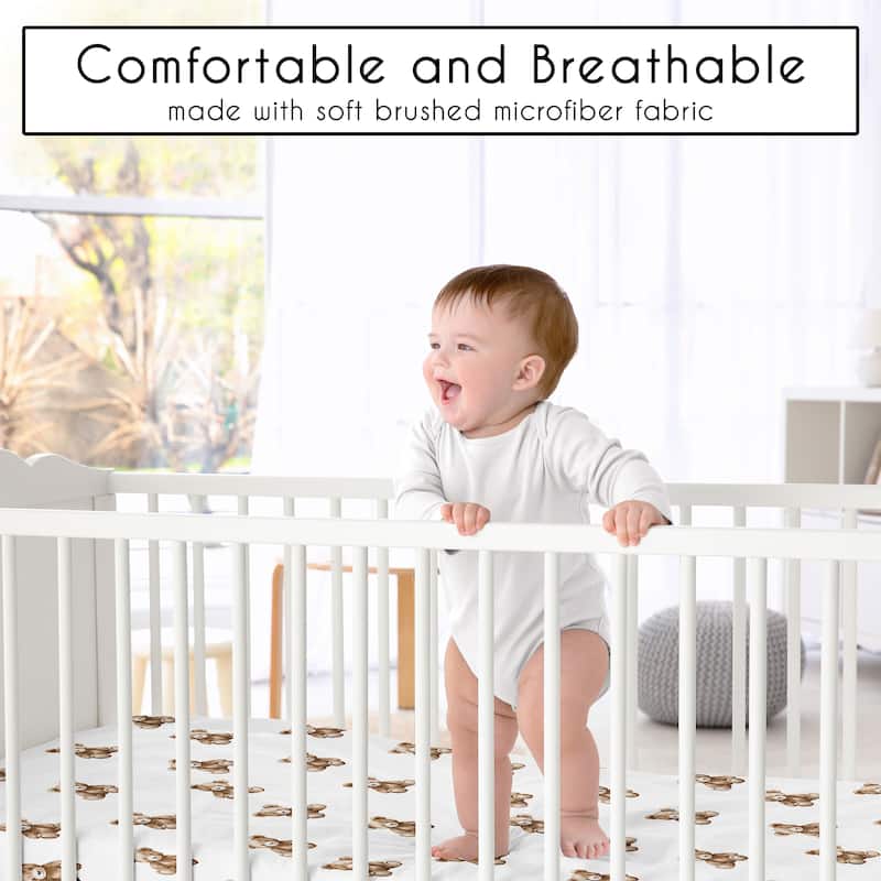 Sweet Jojo Designs Boho Teddy Bear Boy, Girl, Gender Neutral Fitted Mini Portable Crib Sheet -Brown, Classic Wholesome Aesthetic