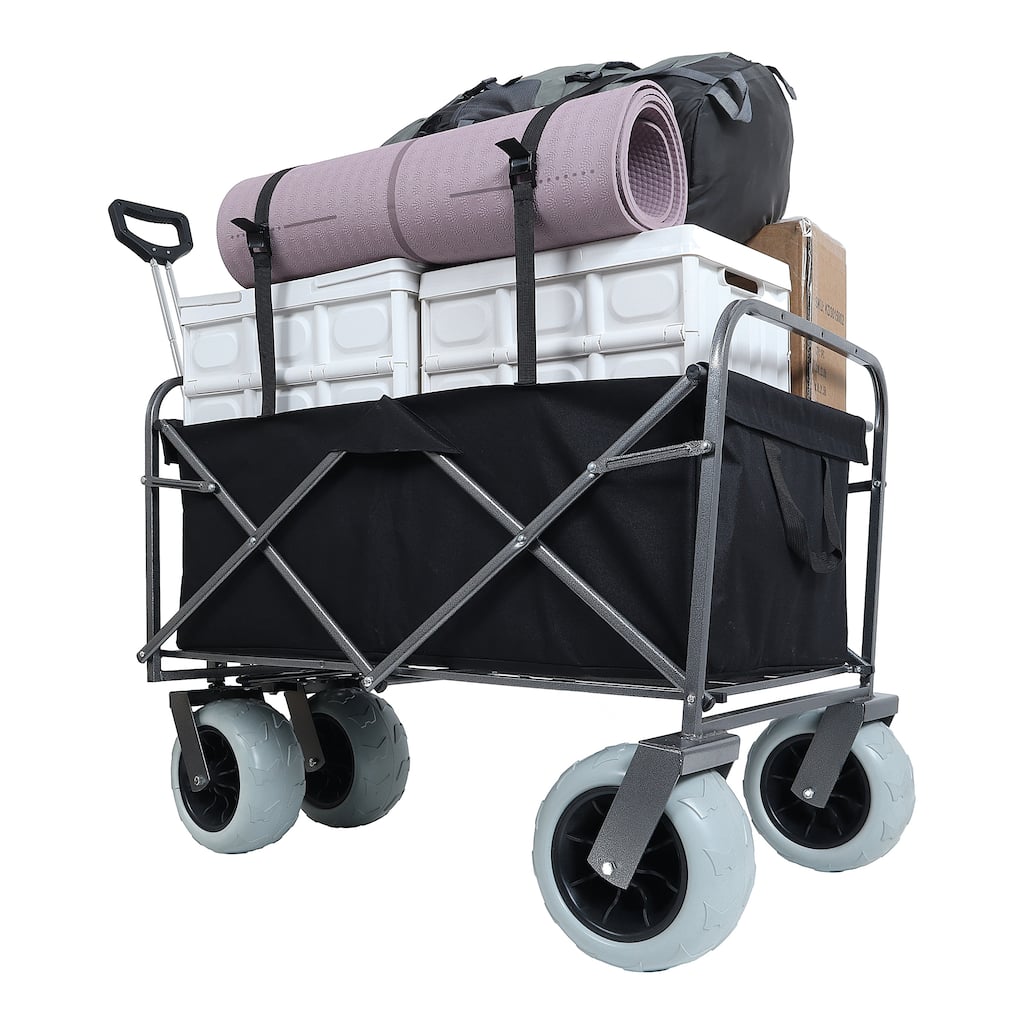 Beach Wagon with Big Wheels for Sand 500lbs capacity - All Terrain Steel Frame Utility Cart