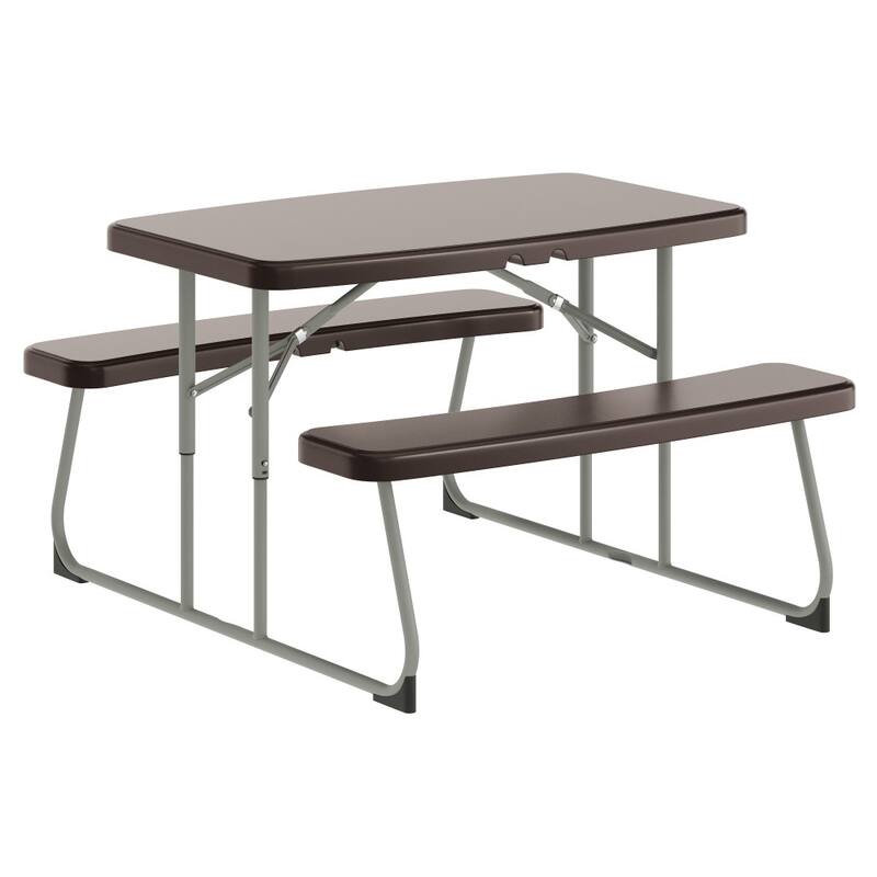 Indoor/Outdoor Commercial Grade Kids Folding Picnic Table with Benches - 37.5"D x 32.625"W x 21.5"H
