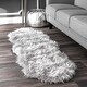 preview thumbnail 17 of 32, Nuloom Double Faux Flokati Sheepskin Shag Runner Rug 2' x 6' - Light Grey