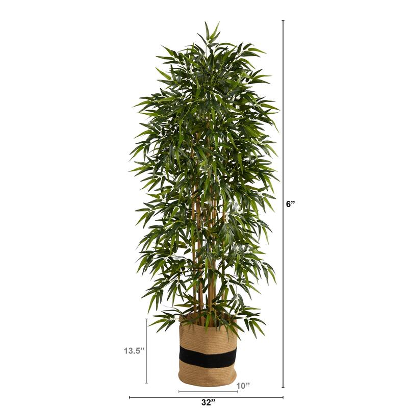 Bamboo Artificial Tree 6ft Indoor Outdoor Decorative Plant with Planter - Green - 61 Inches and Over