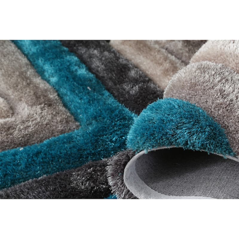 Mateos Shag Collection Abstract Area Rug - 5' X 7'