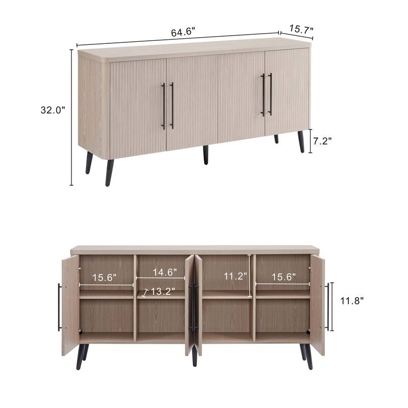 Manhattan Comfort Mid Century Modern Jodie 64.6 Inch Sideboard