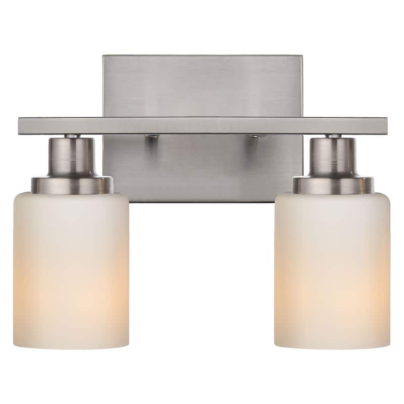 2-Light Bathroom Light Fixtures Brushed Brass 6-Light Bathroom Vanity Light, Bathroom Lights Over Mirror with Milky Glass Shade - Black