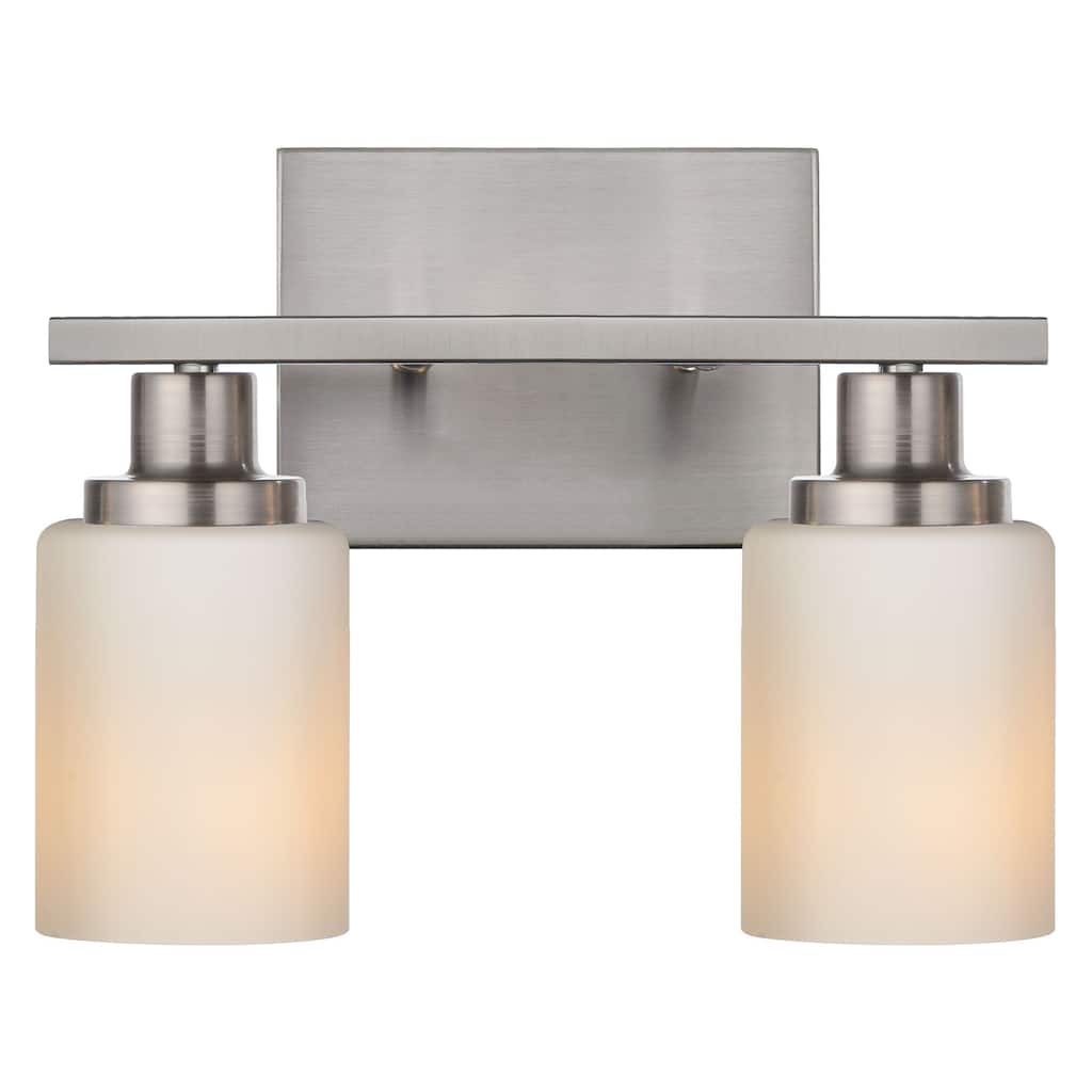 2-Light Bathroom Light Fixtures Brushed Brass 6-Light Bathroom Vanity Light, Bathroom Lights Over Mirror with Milky Glass Shade