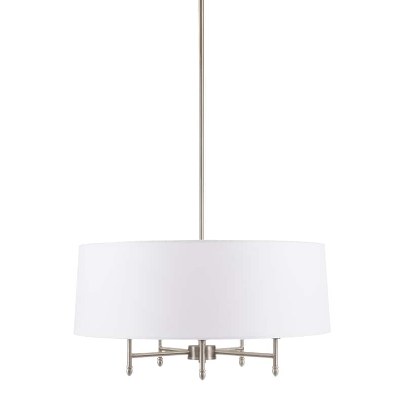 Madison Park Signature Presidio 5-Light Dimmable Chandelier with Drum-shaped Fabric Shade & Adjustable Height