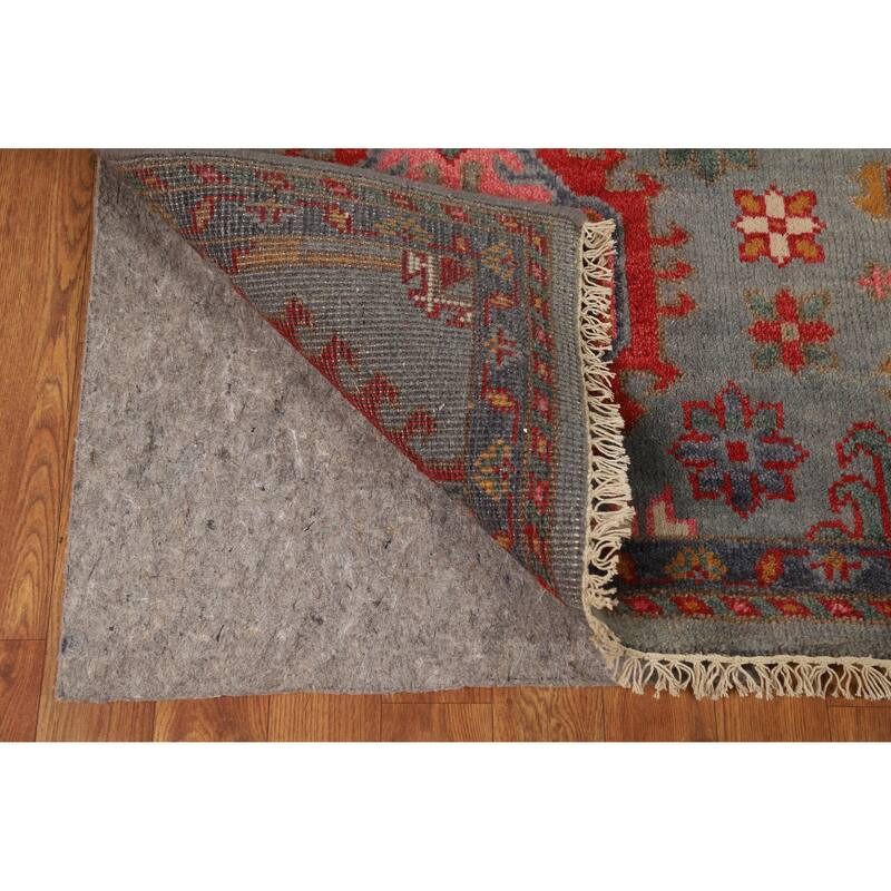 Hand Knotted Oriental 100% Wool Carpet Traditional Geometric Greys & Charcoal Kazak Area Rug - 5' 10'' X 4' 0''