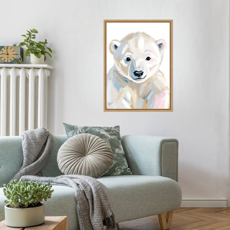 Polar Bear Cub by Ohkimiko Framed Canvas Wall Art