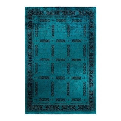 Overdyed, One-of-a-Kind Hand-Knotted Area Rug - Blue - 10' 2" x 14' 7"
