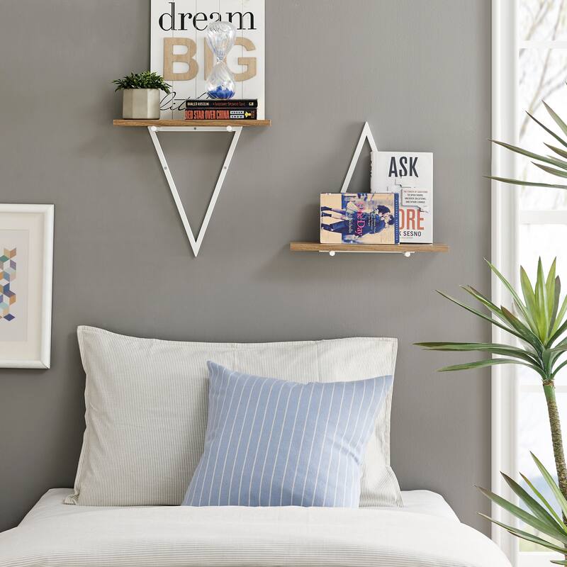 Danya B. Contemporary Decorative Triangle Accent Wall Shelf Set of 2 - Reversible Configuration
