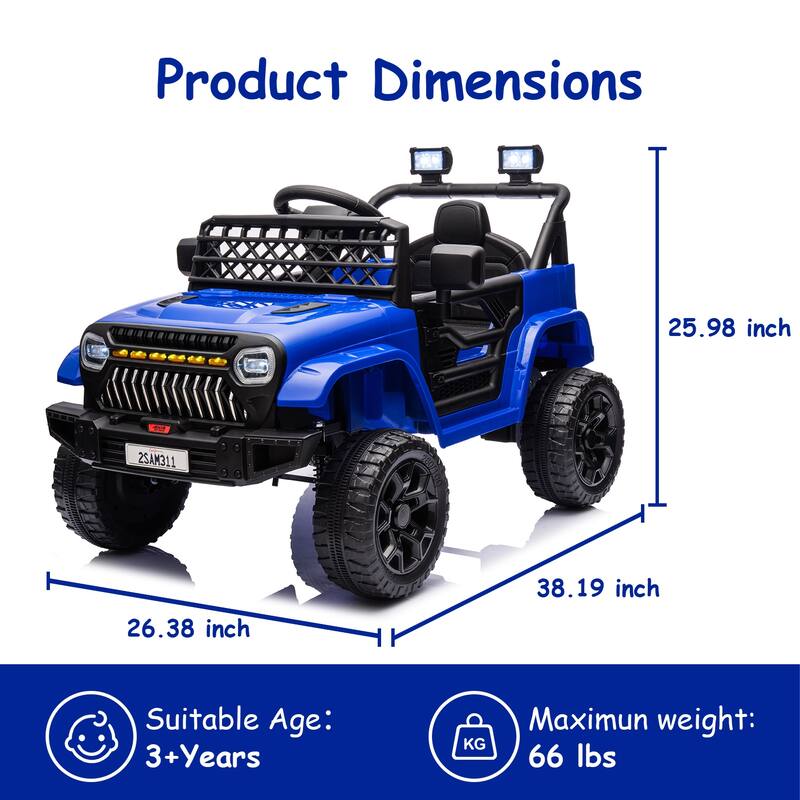Electric 4 Wheel Vehicle Toy, Truck 12V Kids Ride on Car for Toddlers