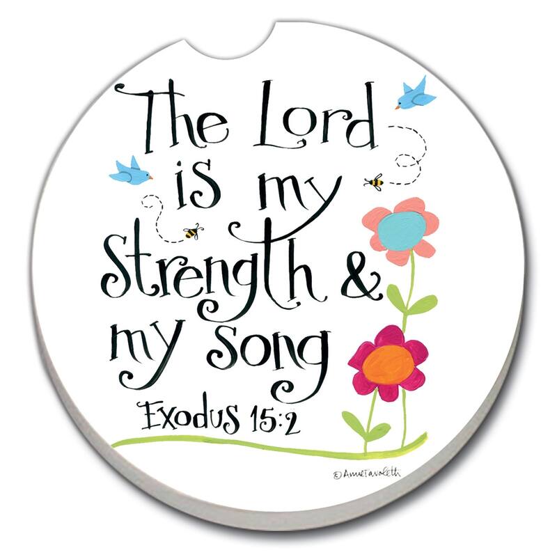 Absorbent Stone Car Coasters - Lord Is My Strength - Set of 2 - 2.617
