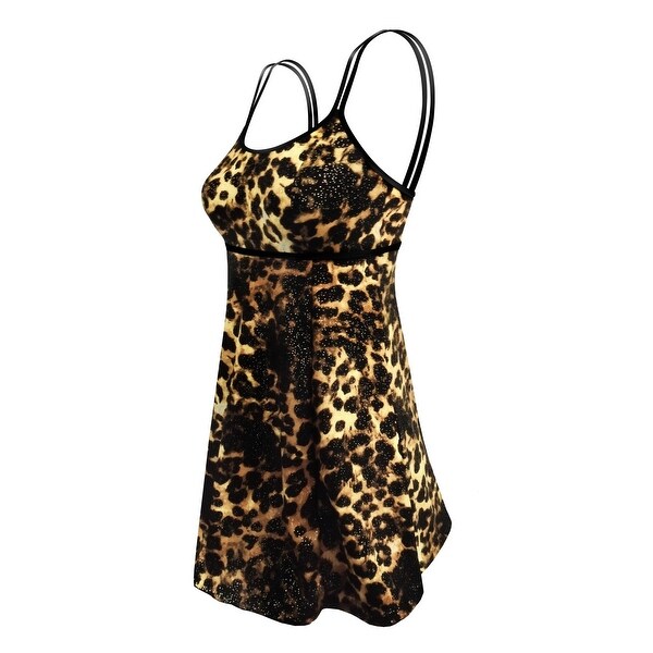 Double Strap Lingerie Swimdress in Jungle Animal Print. Opens flyout.