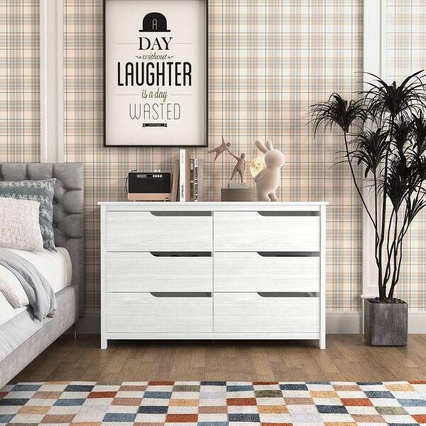 Cabbie Pearl White 6 Drawer 47.2 in. Wide Teen Dresser (Sturdy, Effortless  Assembly with Interlocking Drawers) - Bed Bath & Beyond - 40417139
