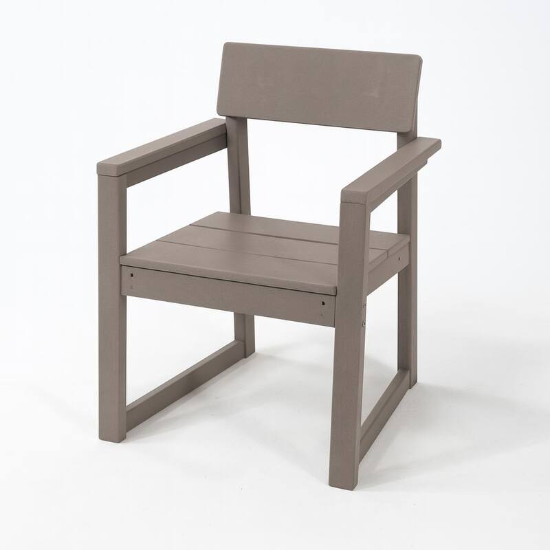 HDPE Outdoor Dining Armchairs, All-Weather Patio Chairs with Backrest & Armrests for Backyard, Deck, Porch, Garden