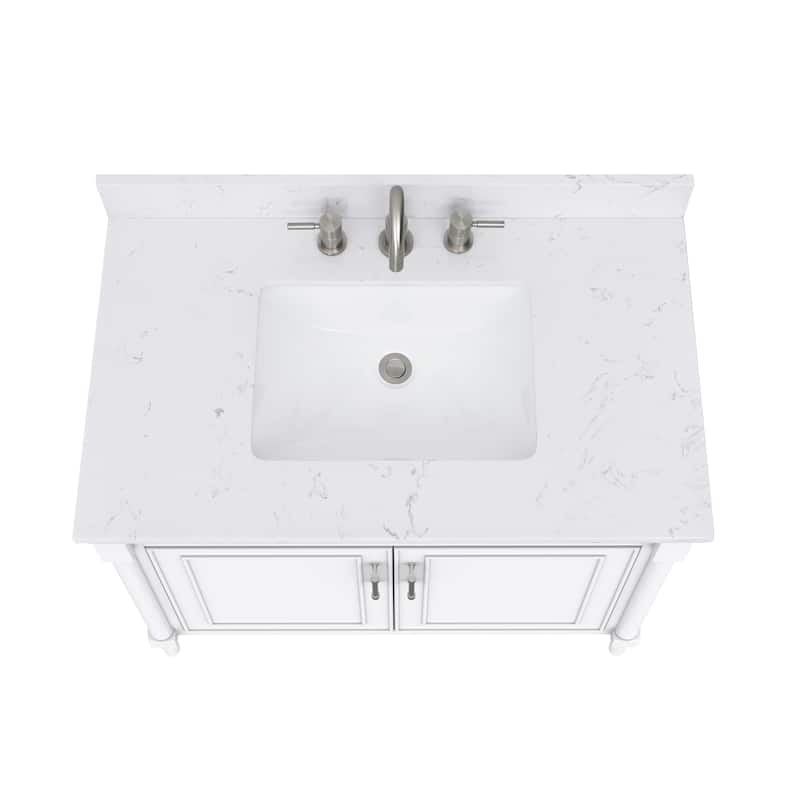 Avanity Bristol 37 in. Bath Vanity in White finish and Cala White Engineered Top
