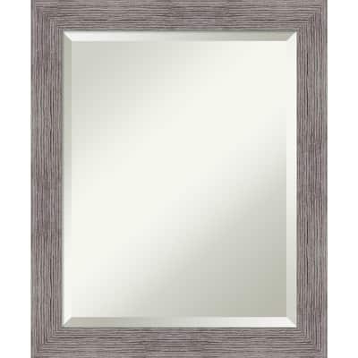 Beveled Wall Mirror - Pinstripe Plank Grey Narrow Frame - Pinstripe Plank Grey Narrow