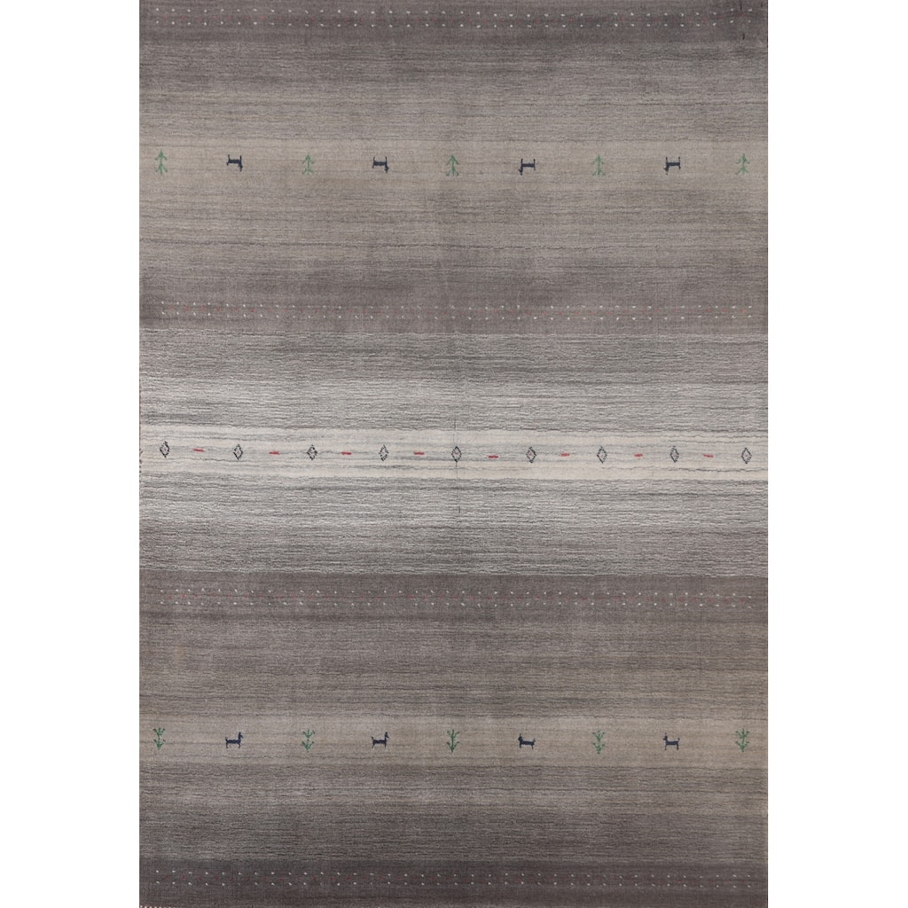 Striped Gabbeh Area Rug Handmade Wool Carpet - 5'6"x 7'6"