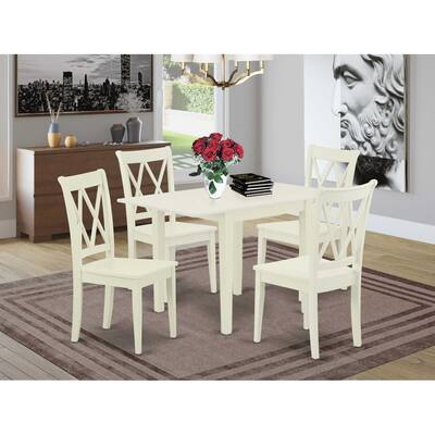 HomeStock 5-Pc Linen White Finish Solid Wood Top-Dining Room Set-Seats 4