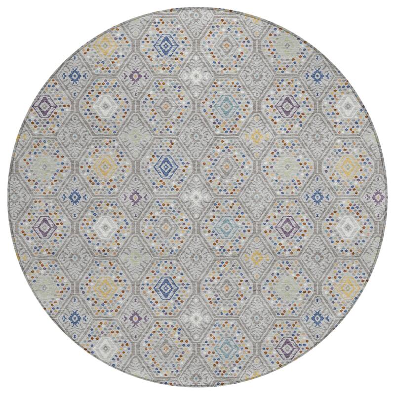 Machine Washable Indoor/ Outdoor Modern Hexi Chantille Rug