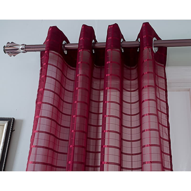 Wanda Striped Box Voile Single Grommet Curtain Panel - (1x) 54 x 90 in.