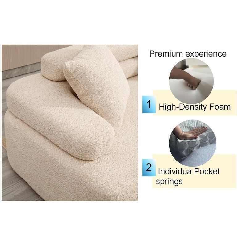 Frameless Sofa with Sponge Construction, ARC Armrests, No Assembly Required