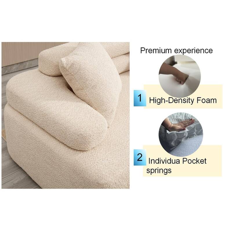 Indoor Foam Sleeper Sofa Bed with Double Backrest and Round Armrests for Living Room or Bedroom