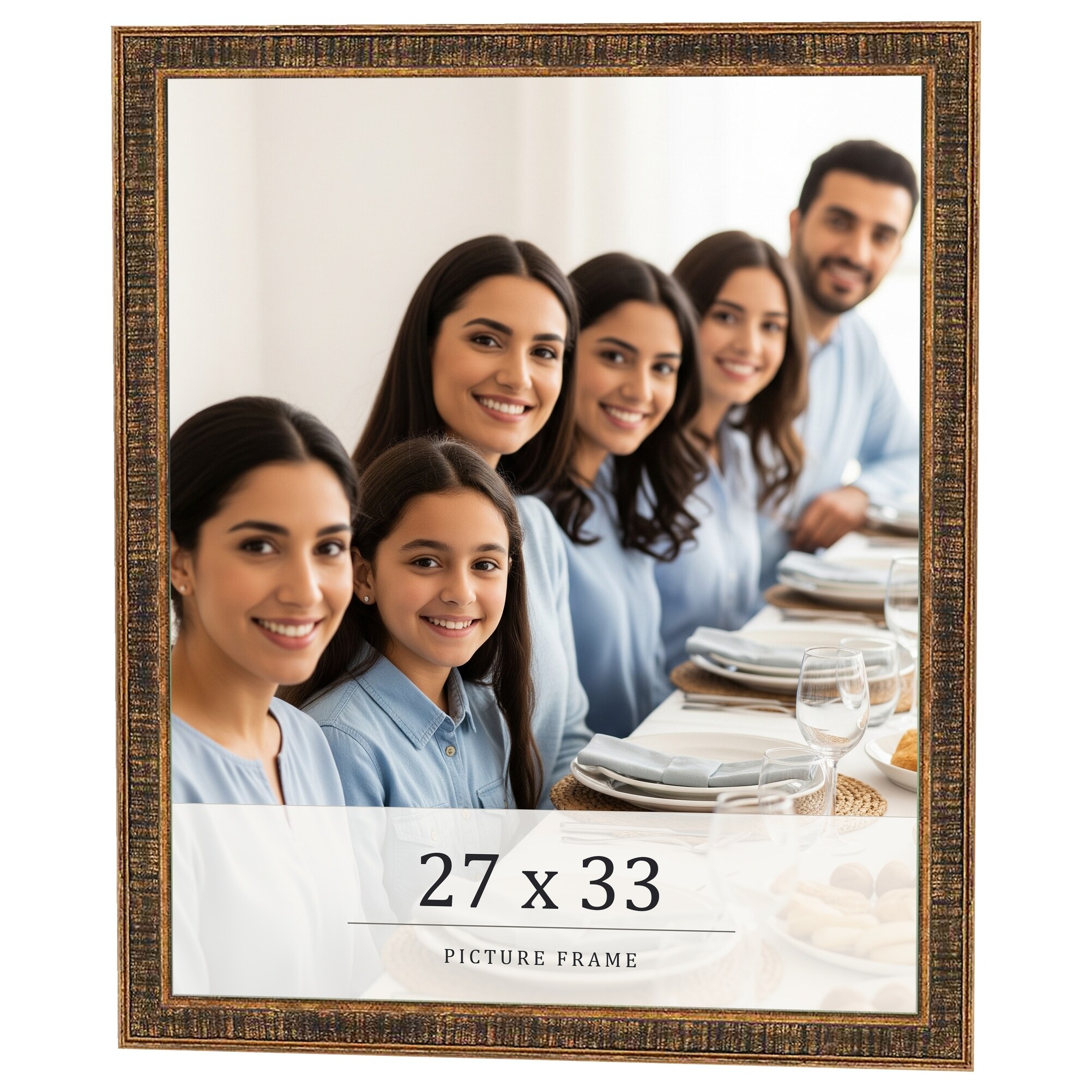 27x33 Frame Gold Kingsley Distressed Solid Wood Picture Frame Width