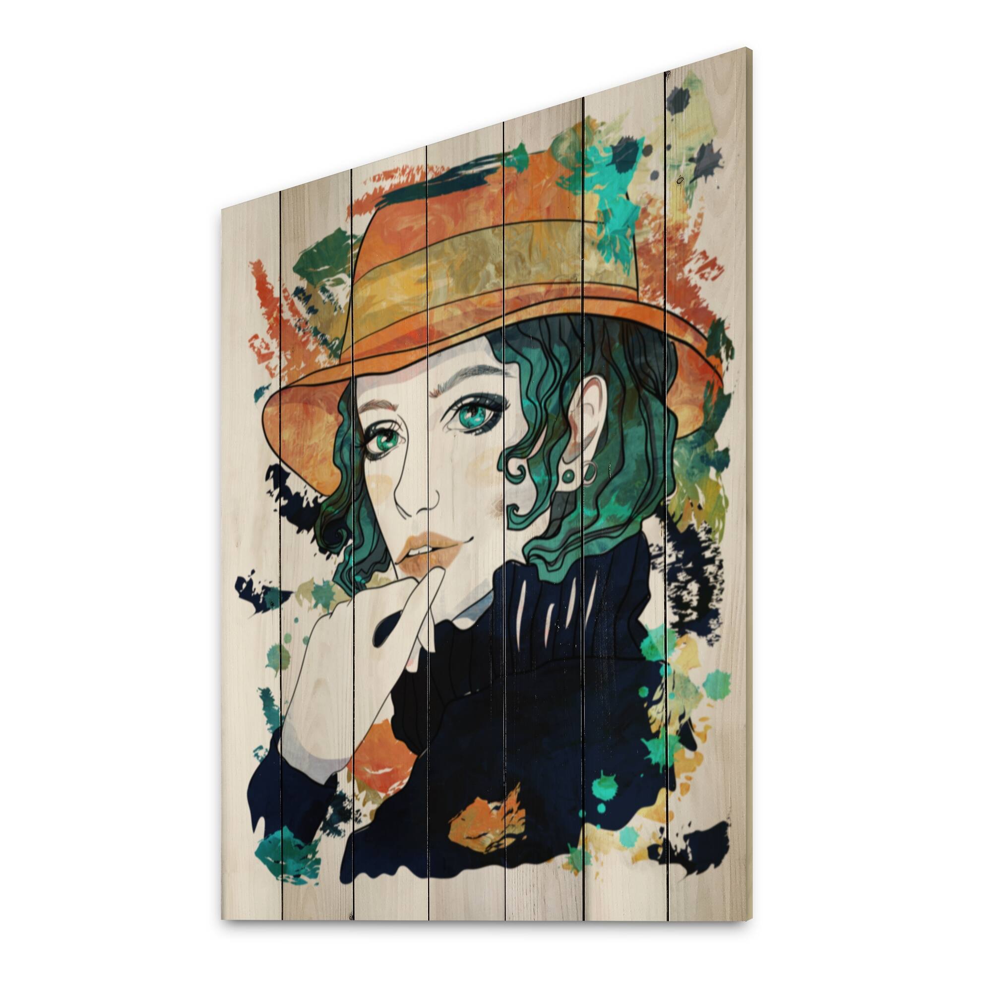 Designart 'Portrait Of A Grunge Girl II' Vintage Wood Wall Art Décor