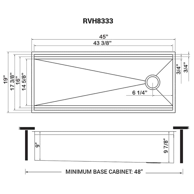 Ruvati 45" Workstation Ledge Undermount Single Bowl Kitchen Sink - 45" x 19"