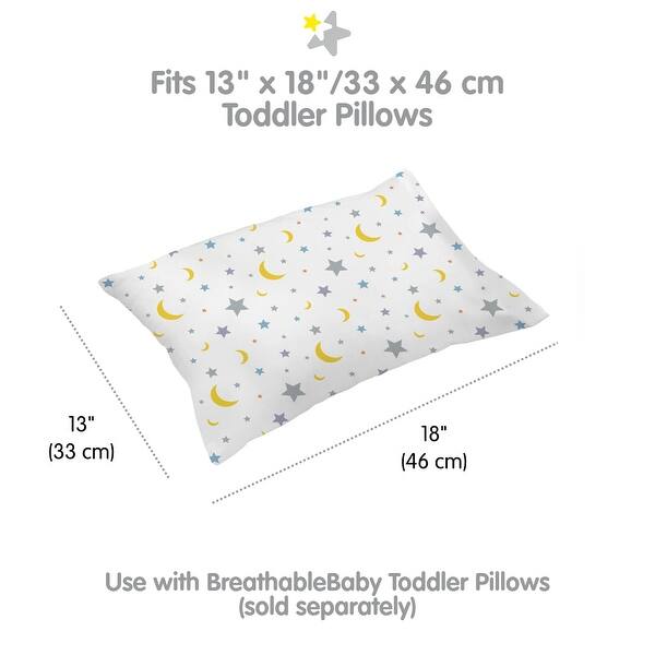 dimension image slide 7 of 13, BreathableBaby Cotton Percale Pillowcase, For 13" x 18"/33 x 46 cm Toddler Pillow, Prints (2-Pack)