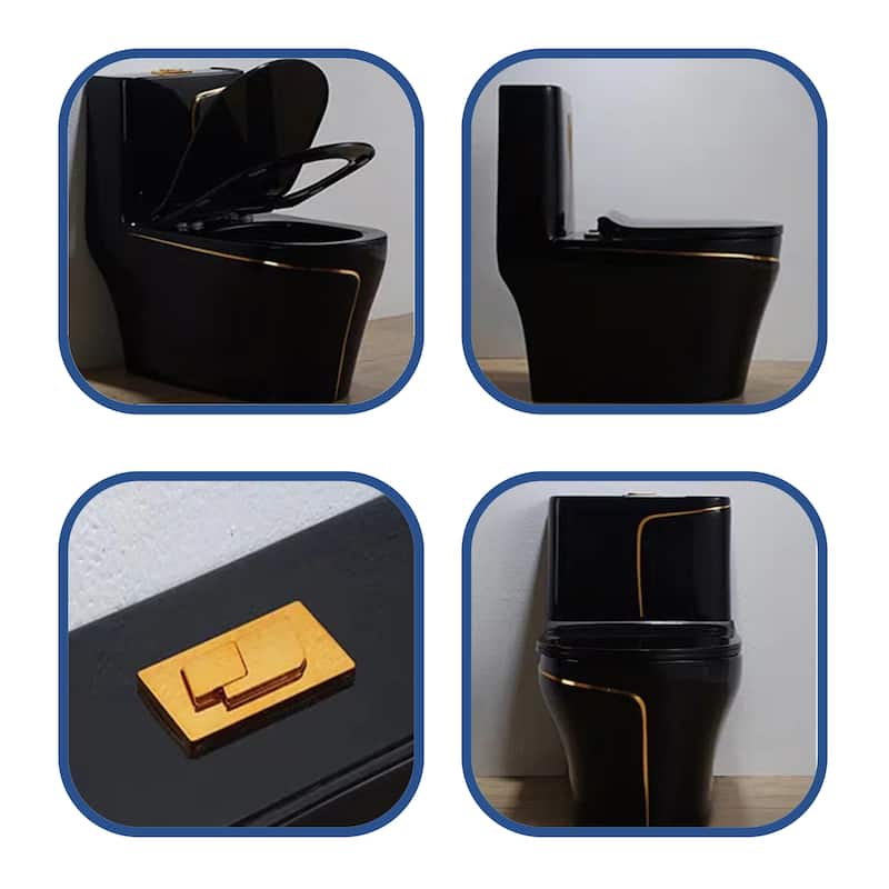 Black Comfort Ceramic One Piece Toilet with Seat