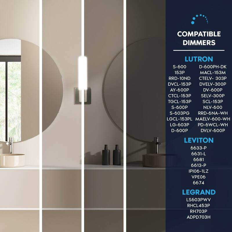 Luxrite 14" Modern LED Wall Sconces Set of Two, Brushed Nickel, Bathroom Vanity Light Fixtures, 5 Color Options...