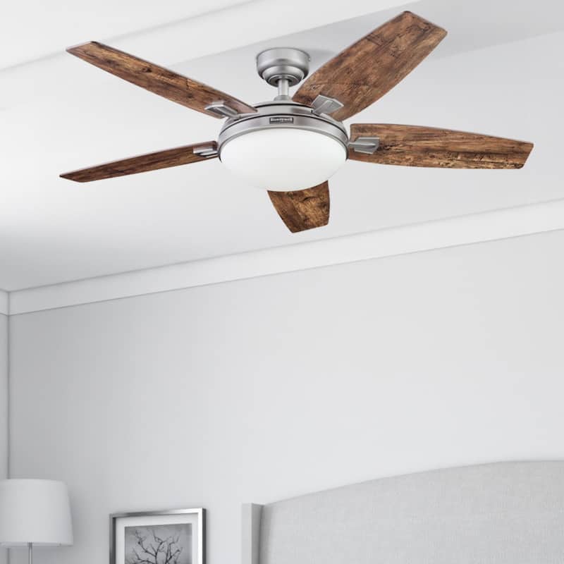 48" Honeywell Carmel Brushed Pewter Ceiling Fan with Integrated Light and Remote
