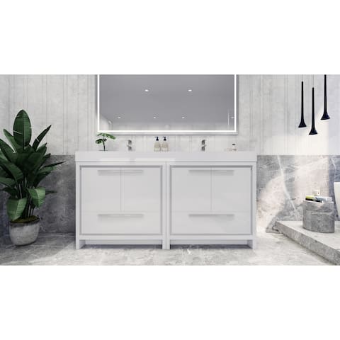 Dove 72'' Freestanding Vanity with Double Reinforced Acrylic Sink