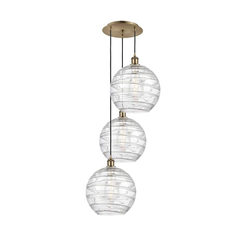 Innovations Lighting Athens Deco Swirl 3 Light 19" Multi-Pendant - Antique Brass