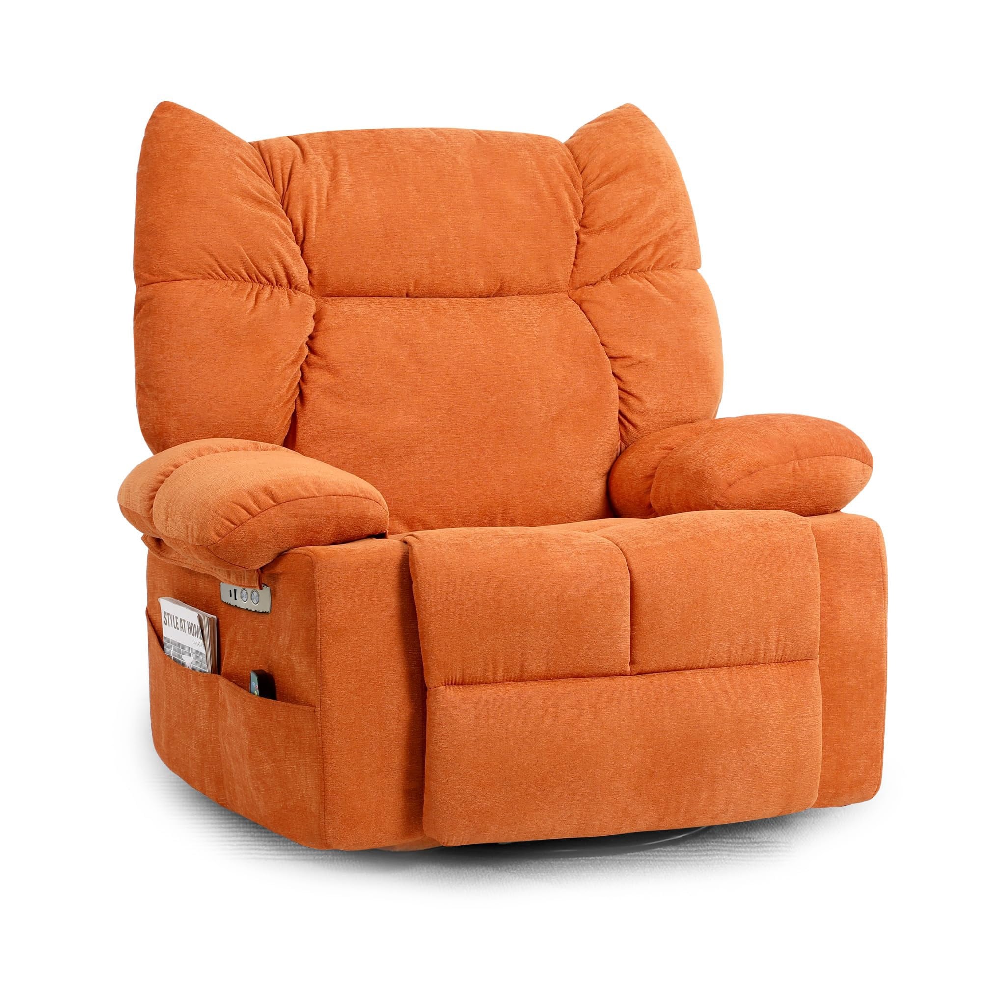 XINMICS Swivel Recliner Chair, Glider Rocking Power Recliner with