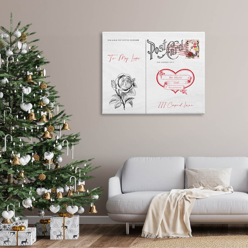 Stupell To My Love Valentines Postcard Canvas Wall Art, Design by Lil' Rue