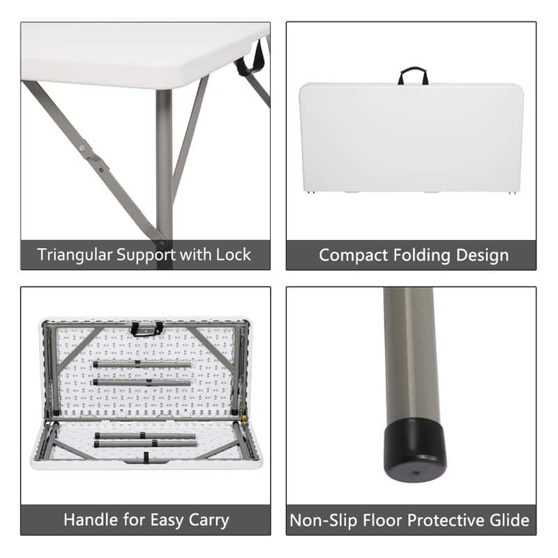 Outdoor 34 in.D x 29 in.H Portable Plastic Camping Table,White