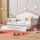 preview thumbnail 28 of 34, Charming House-shaped Design Wooden Daybed with Fence, Trundle and Smart Sensor Lights, Twin size Pink