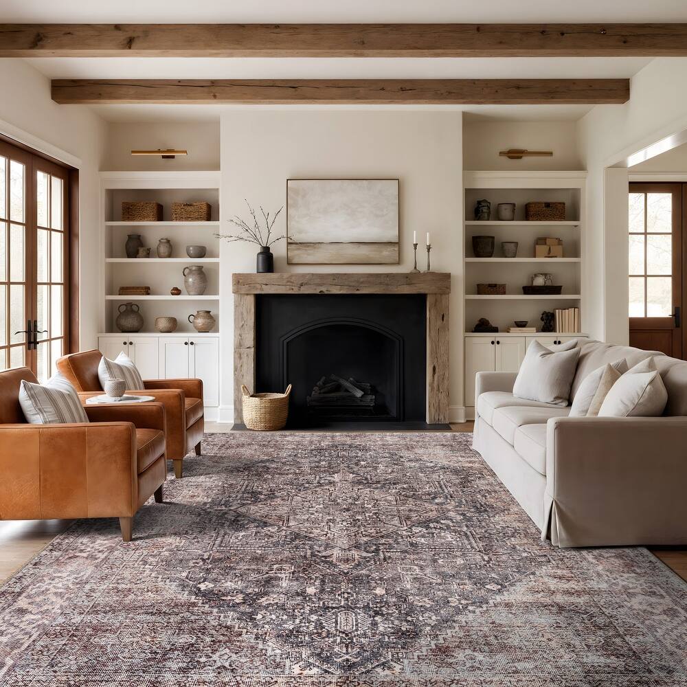 World Rug Gallery Oriental Washable Flat Pile Non-Slip Area Rug