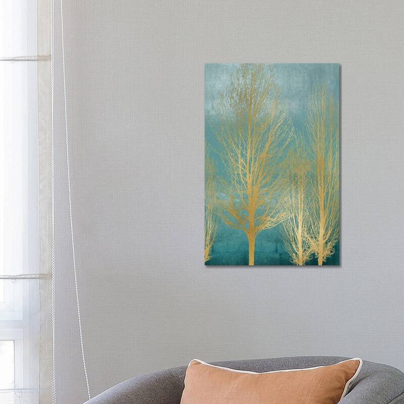 iCanvas "Gold Trees On Aqua Panel II" by Kate Bennett Canvas Print - 26x18x1.5